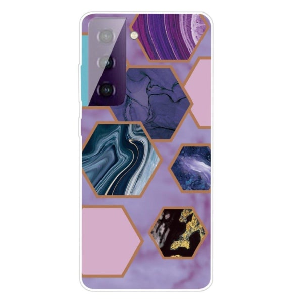 Marble design Samsung Galaxy S21 Plus 5G kotelot - Kuusikulmioita Violetti Tausta Purple