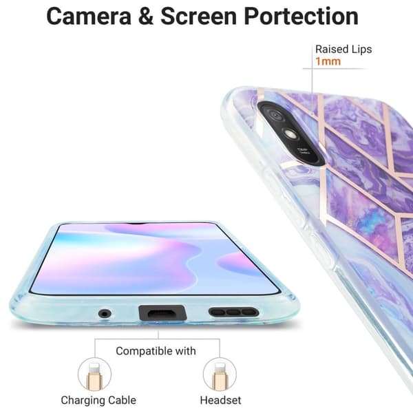 Marble Xiaomi Redmi 9A Suojakotelo - Violetti Purple