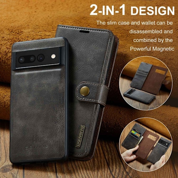 DG.Ming Google Pixel 7 Pro 2-in-1 Pung Etui - Grå Silver grey