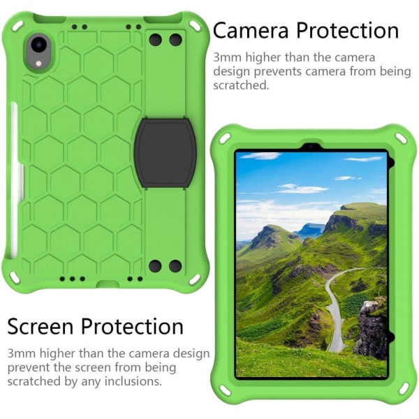 iPad Mini 6 (2021) honeycomb texture EVA cover with strap - Gree Grön