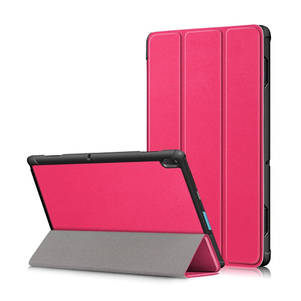 Lenovo Tab E10 stødabsorberende læder flip etui - Rosa Pink