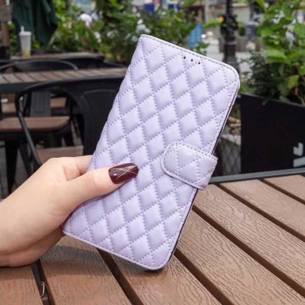 Rhombus Mønster Matte Flip Case til Samsung Galaxy M33 5g - Lill Purple