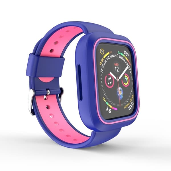 Apple Watch Series 4 44mm tvåfärgat klockband av silikon - Blå / Rosa Blå