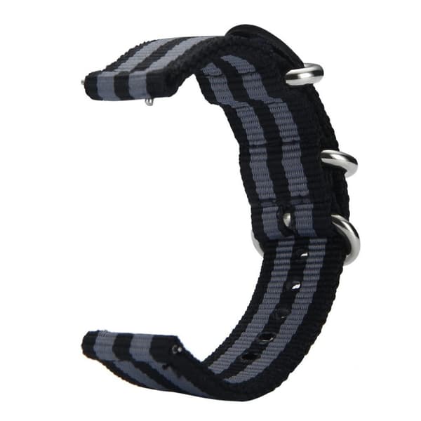 Nylon ranneke TicWatch C2 kellolle - Musta / Harmaa / Musta / Harmaa / Musta Black
