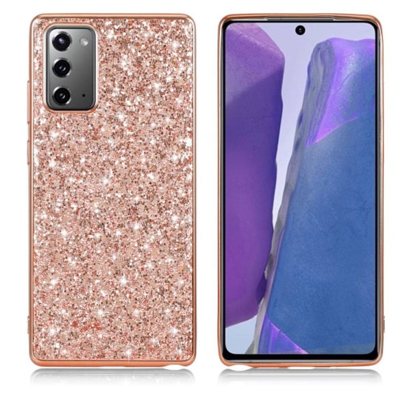 Glitter Samsung Galaxy Note 20 Etui - Rødguld Pink