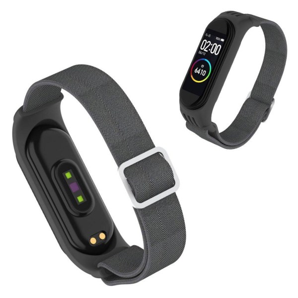 Xiaomi Mi Smart Band 6 / 5 nailon kellonauha - Tummanharmaa Silver grey