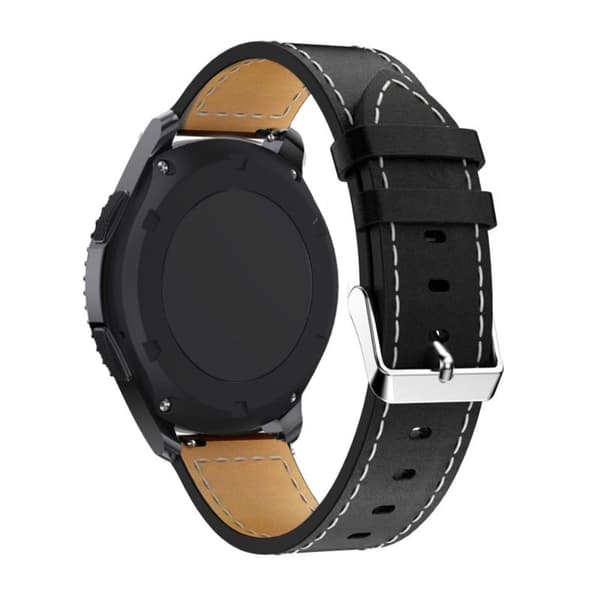 20 mm universal urrem i læder - Sort Black