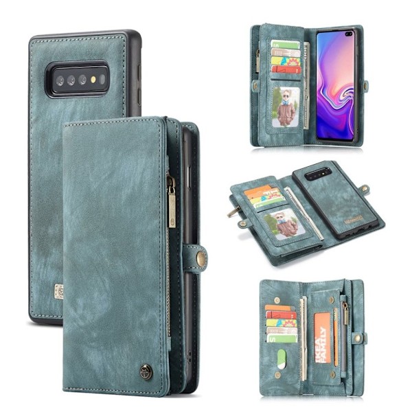 CASEME Samsung Galaxy S10 multifunktionellt split läder fodral - Blå Blå