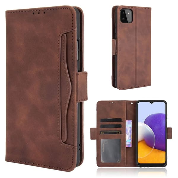 Modern-styled Læder Pung Etui til Samsung Galaxy A22 5g - Brun Brown