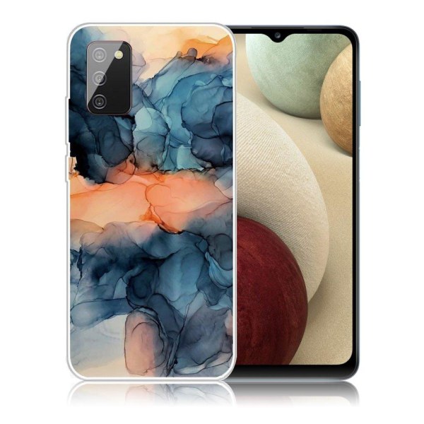 Marble design Samsung Galaxy A02s kotelot - Oranssi Sinisen Välissä Blue