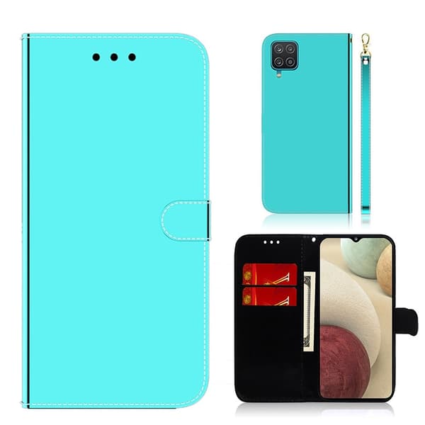 Mirror Samsung Galaxy A12 5G flip etui - cyan Green