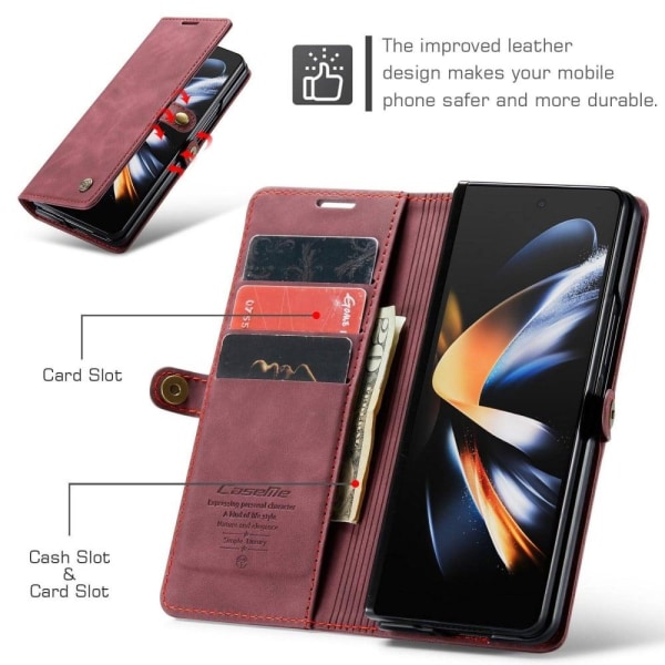 CaseMe Samsung Galaxy Z Fold4 Vintage Suojakotelo - Viininpunain Red