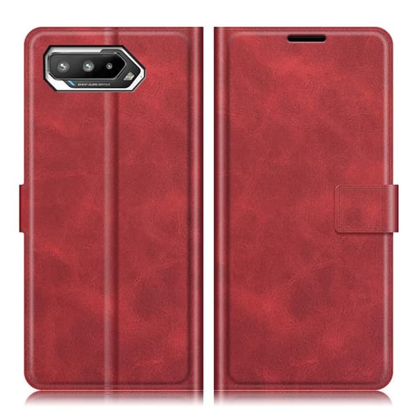 Wallet-style Lær Etui til ASUS ROG Phone 5 - Rød Red
