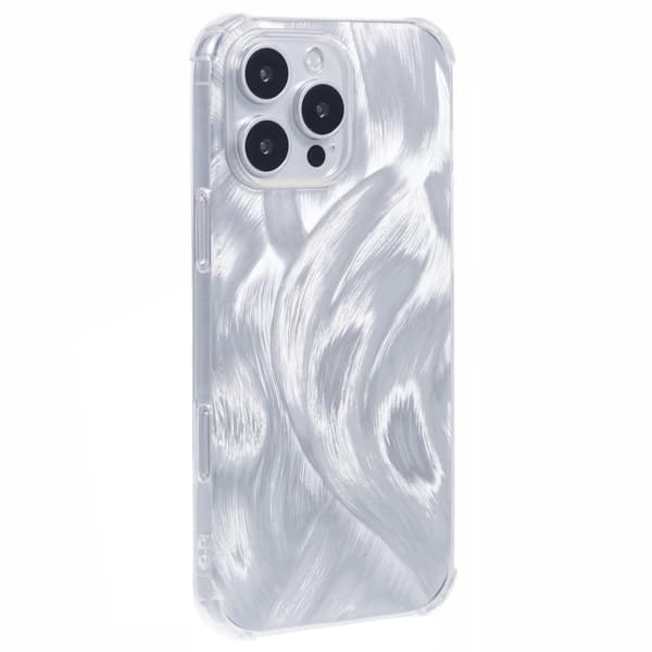 iPhone 16 Pro Max Fodral Stötsäkert flexibelt mobilskal med kortpapper - Aurora Fjäder Silvergrå
