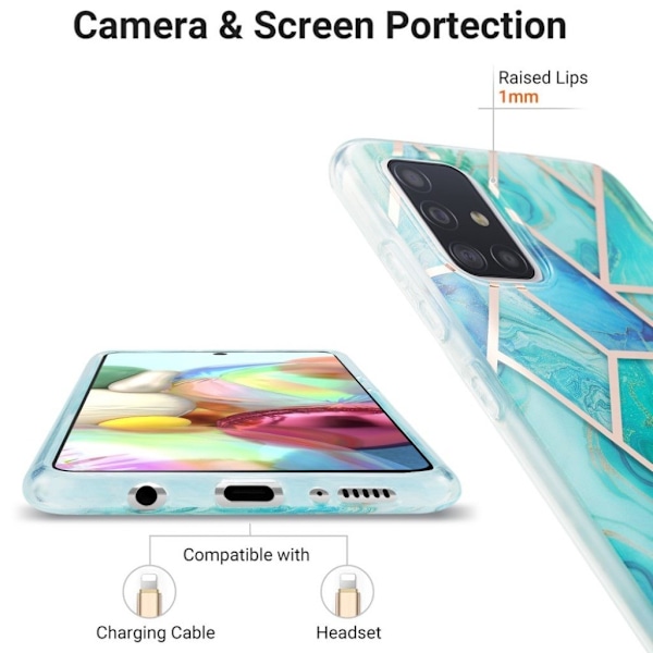 marmor Samsung Galaxy A71 etui - cyan / blå Blue