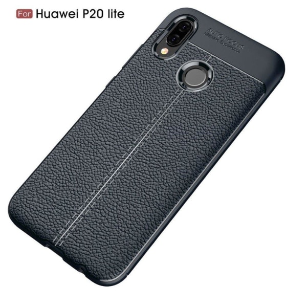 Huawei P20 Lite Läckert läder skal - Blå Blå
