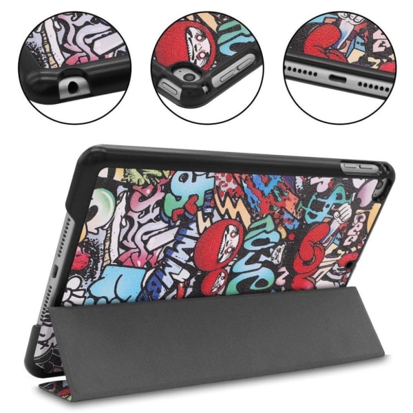 iPad Mini (2019) tri-fold leather case - Graffiti Pattern Multicolor