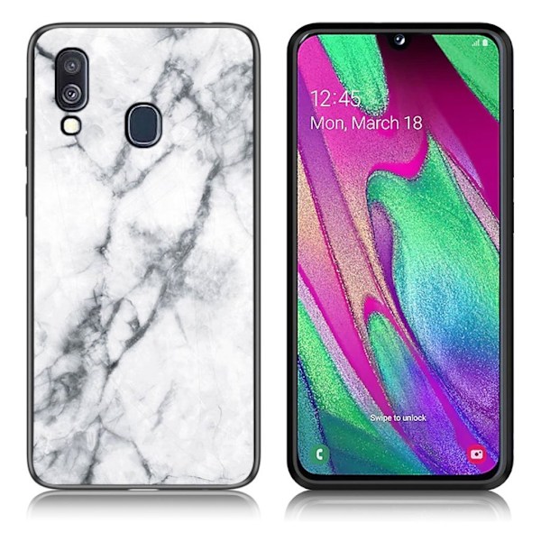 Fantasy Marble Samsung Galaxy A40 kuoret - Valkoinen White