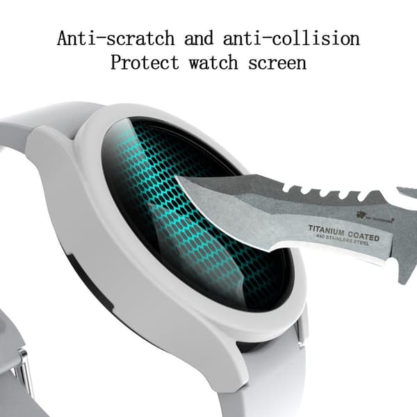 Samsung Galaxy Watch 4 (40mm) matte cover with tempered glass screen protector - White Vit