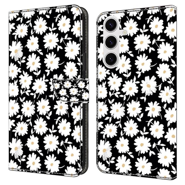 Wonderland Samsung Galaxy S24 FE flip etui - Blomster Black