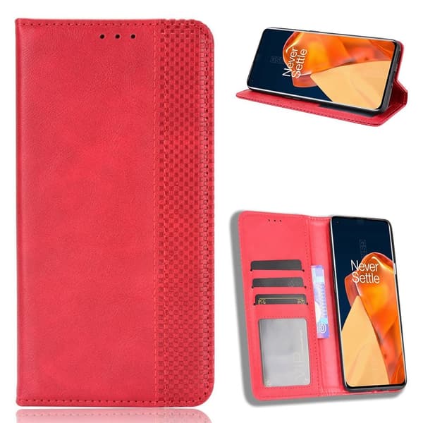 Bofink Vintage OnePlus 9 Pro Lær Etui - Rød Red