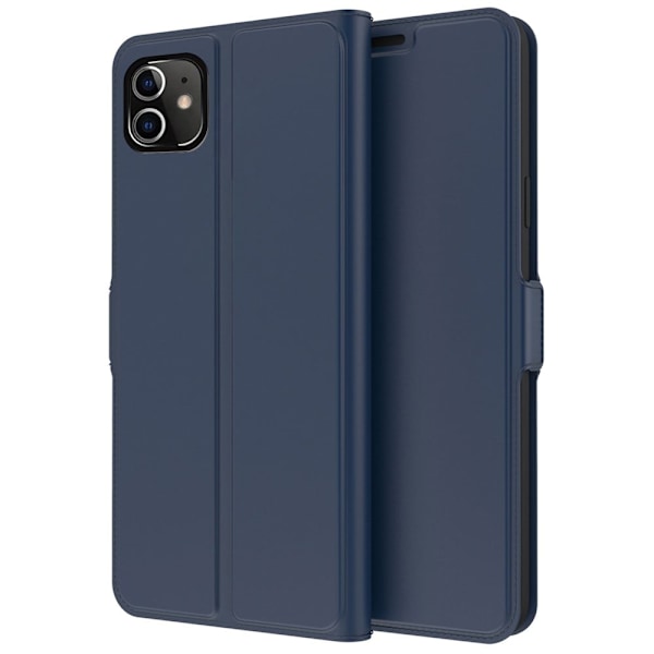 Glatt og tynt premium PU-skinnetui for iPhone 12 / iPhone 12 Pro - Blå Blue