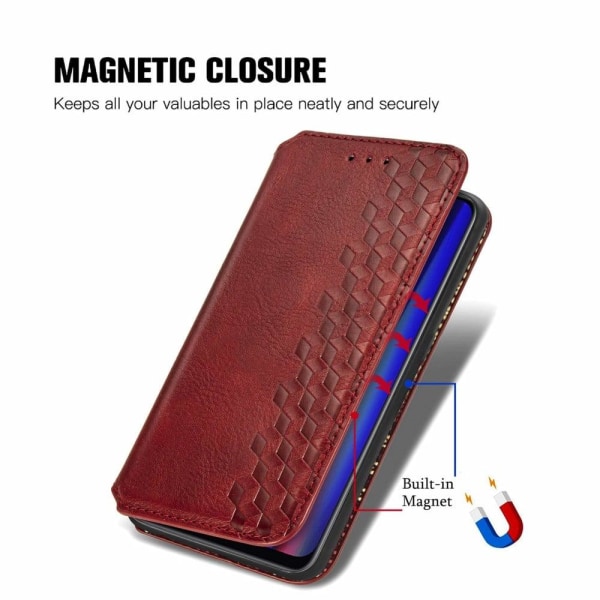 Nahkakotelo With A Stylish Rhombus Imprint For OnePlus Nord CE 2 5G - Punainen Red