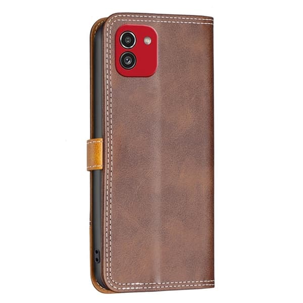 BINFEN tofarget læretui for Samsung Galaxy A03 - Kaffe Brown