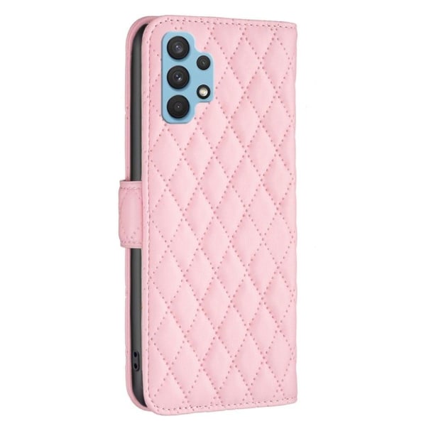 Rhombus mat Samsung Galaxy A32 flip etui - Lyserød Pink