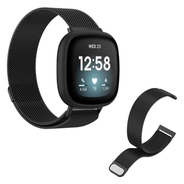 Fitbit Versa 3 rustfrit stål rem - sort / Størrelse: L Black