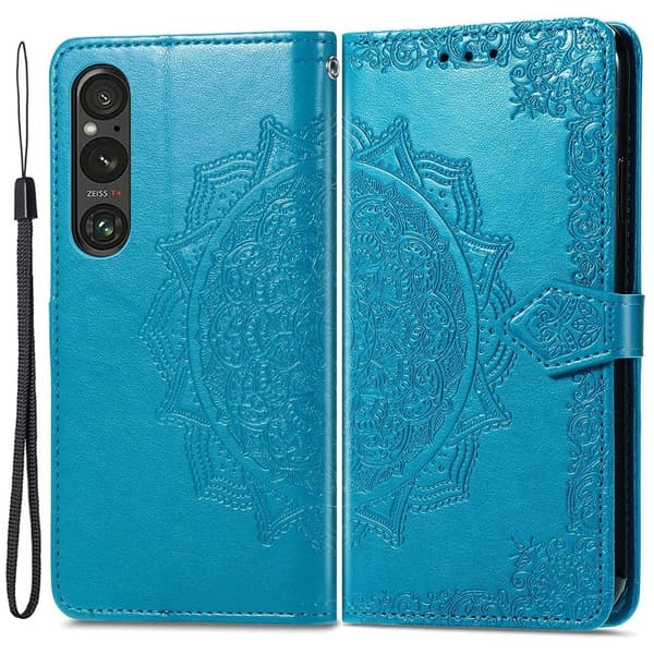 Mandala Sony Xperia 1 V læderetui - Blå Blue