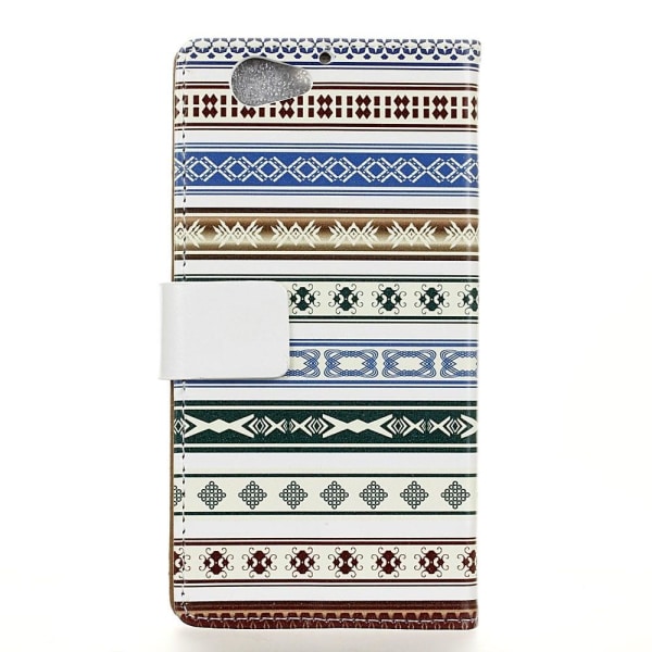 HTC A9s fleksibelt læder-etui m. kortholder - Etnisk mønster Multicolor