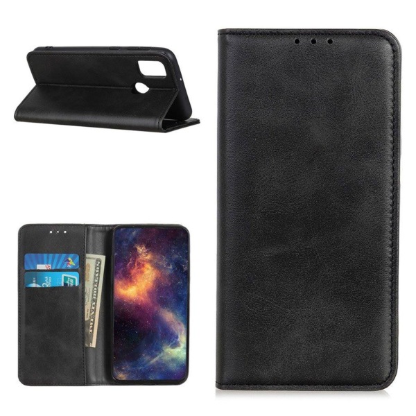 Wallet-style ægte Læder Flipcase til Oneplus Nord N100 - Sort Black