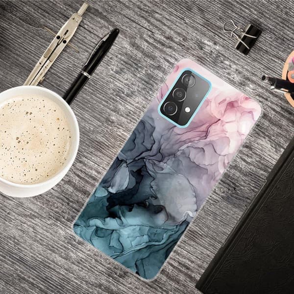 Marmormotiv Samsung Galaxy A52 5G skal - Rosa Och Gråblå Moln multifärg
