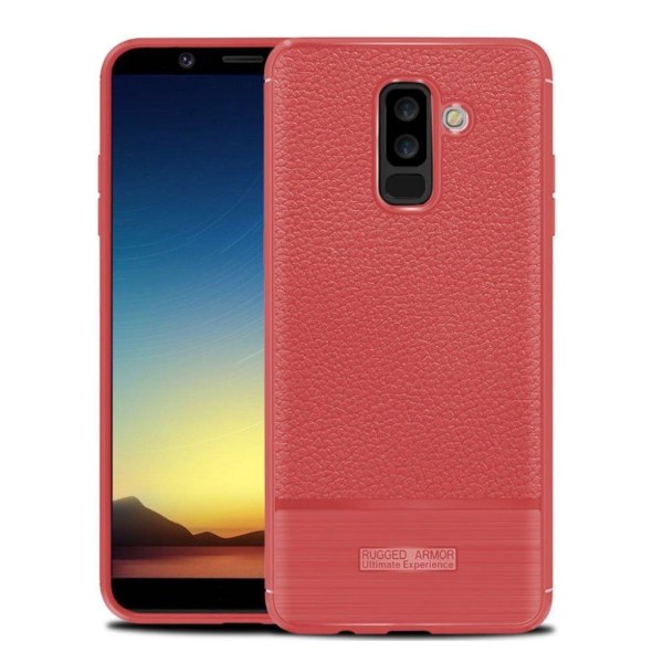 Samsung Galaxy A6+ (2018) mobilskal TPU material värmeavledande litchi textur - Röd Röd