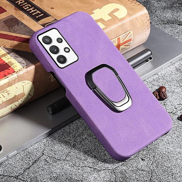 Stötsäkert läderfodral med oval kickstand för Samsung Galaxy M32 5G / A32 5G - Lila Lila