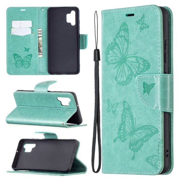 Butterfly Samsung Galaxy A32 Flip Etui - Grøn Green