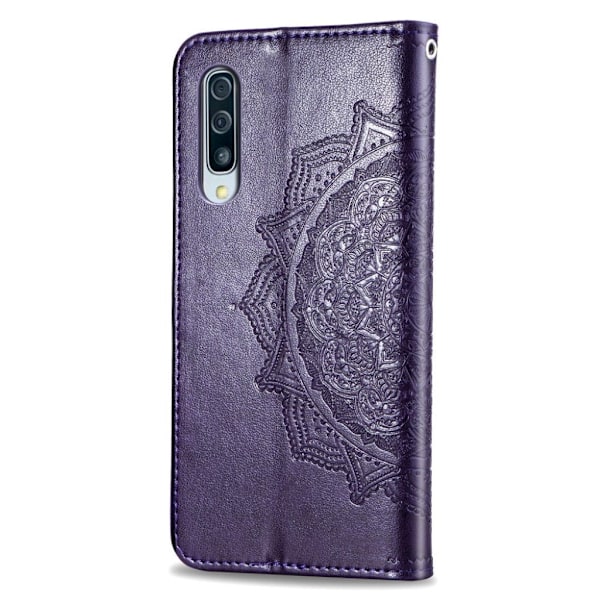 Mandala läder Samsung Galaxy A50 fodral - Lila Lila