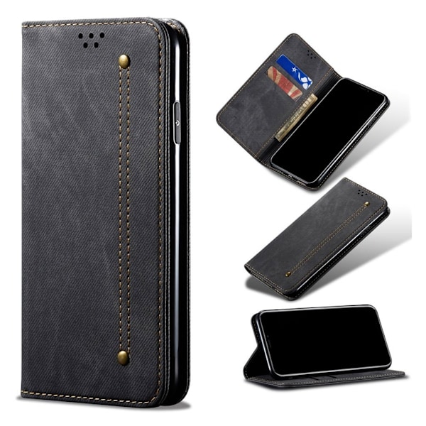 Jeans Samsung Galaxy A20s etui - Sort Black