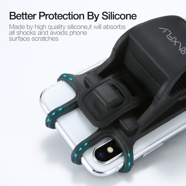RAXFLY Universal bike handlebar phone holder for 4-6.3 inches Sm Black