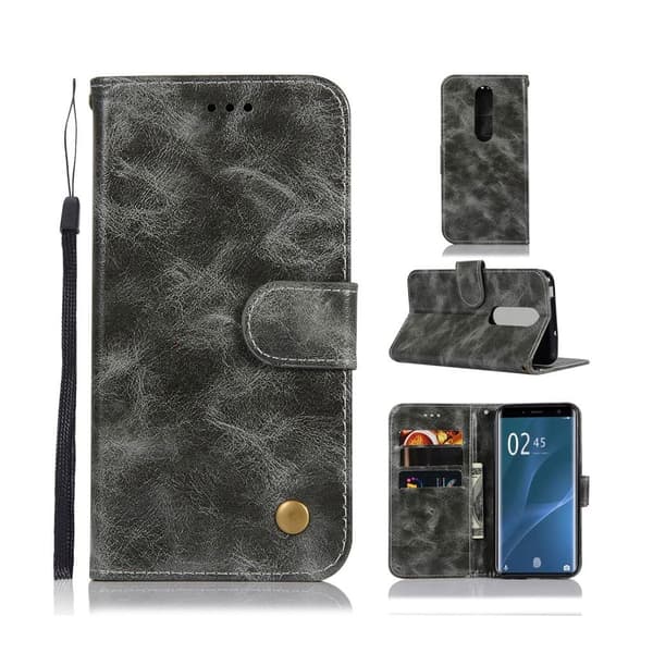Sony Xperia XZ4 premium vintage läderfodral - Grå Silvergrå