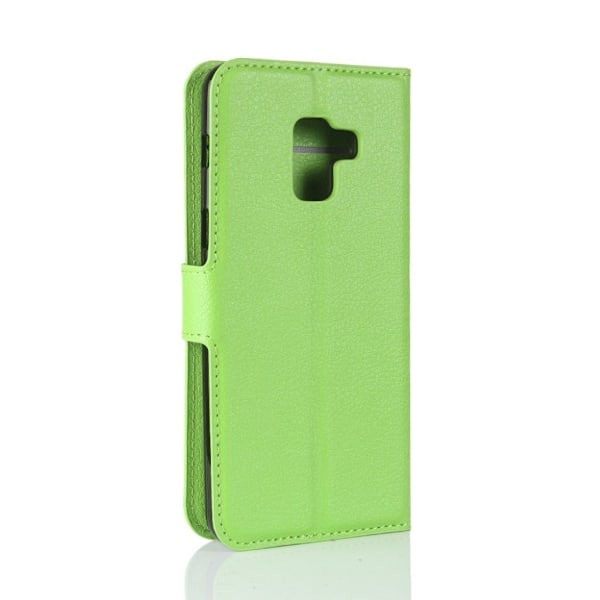 Samsung Galaxy A8 (2018) litchi skin PU læder flip etui - Grøn Green