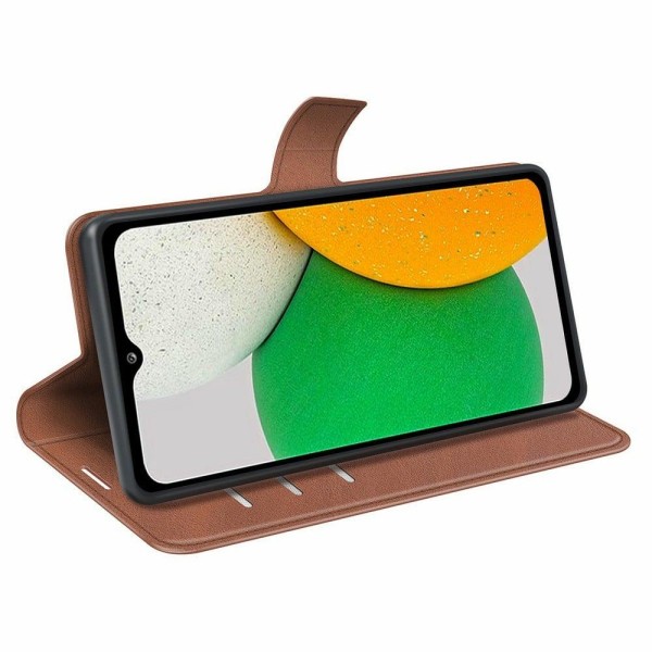Hållbart konstläder Samsung Galaxy A03 Core fodral med plånbok - Brun