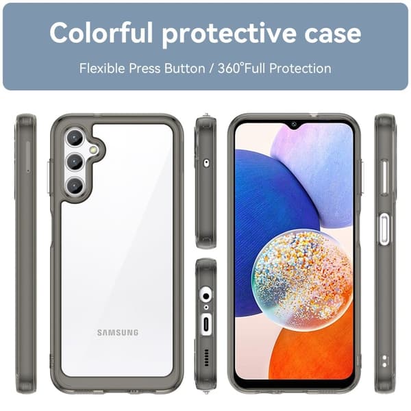 Samsung Galaxy A14 smart akryl cover - Gennemsigtig Grå Silver grey