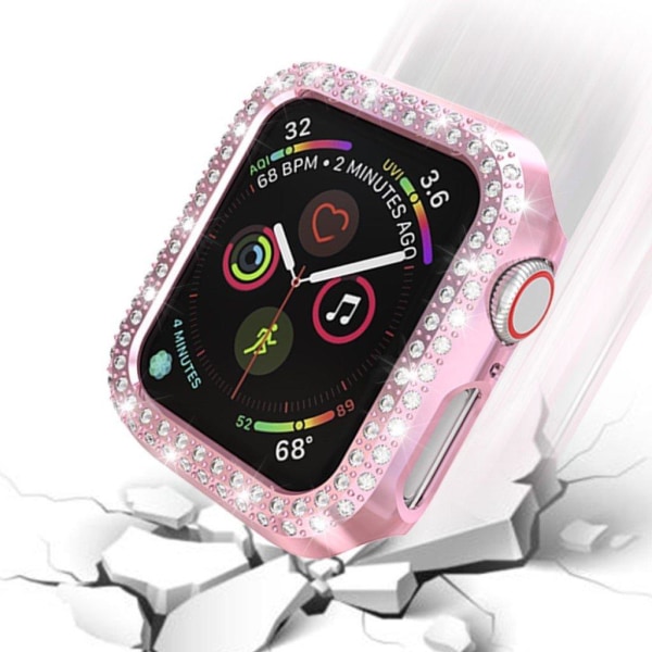 Apple Watch Series 4 44mm dual-row Rhinsten dekorations Ramme - Rose Pink