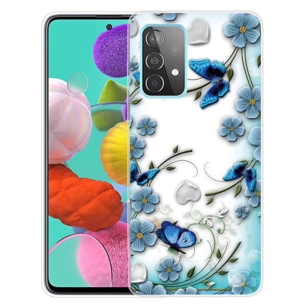 Butterfly läder Samsung Galaxy A23 fodral - Blå Blå