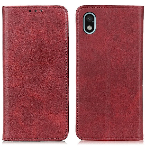 Sony Xperia Ace III flip etui i ægte læder med pung – Rød Red