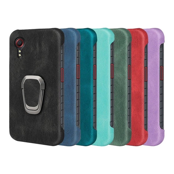 Shockproof leather cover with oval kickstand for Samsung Galaxy Svart