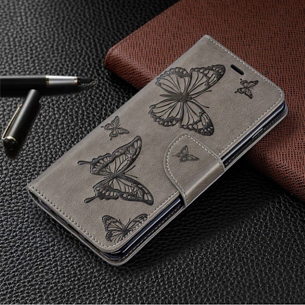 Butterfly läder Samsung Galaxy S10 Plus fodral - Silver/Grå Silvergrå
