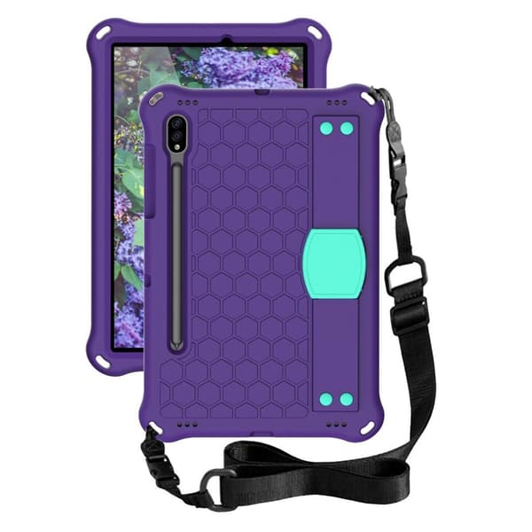 Honeycom mønster eva combo etui til Samsung Galaxy Tab S7 - lilla / cyan Purple